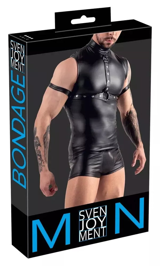 Svenjoyment Bondage Top Black S su reguliuojamais rankų diržais