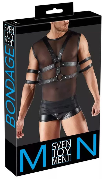 Svenjoyment Bondage vyriškų berankovių Powernet marškinėlių rinkinys L, juodas