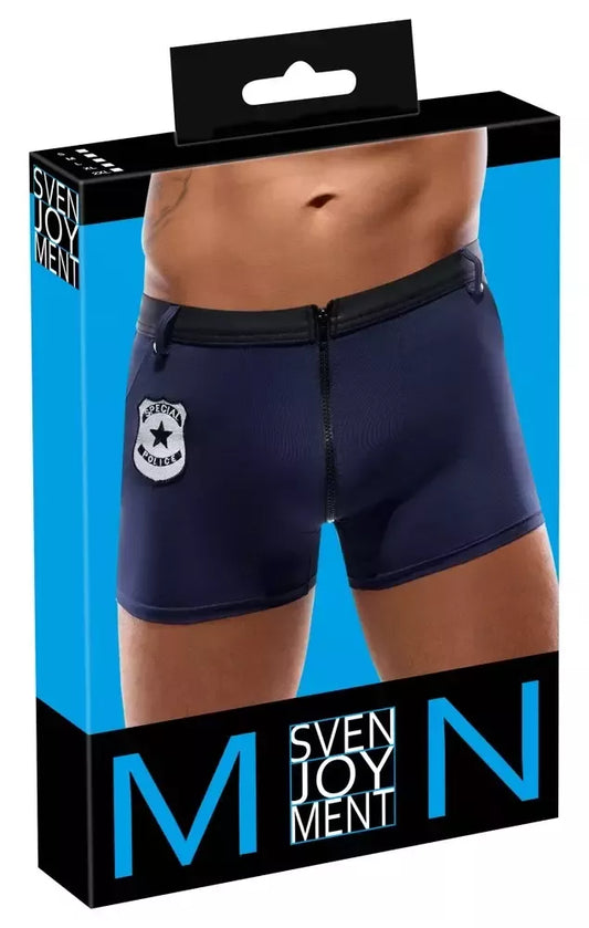 Svenjoyment Boxer Briefs Police 2XL – tamsiai mėlynos, su emblema ir užtrauktuku priekyje