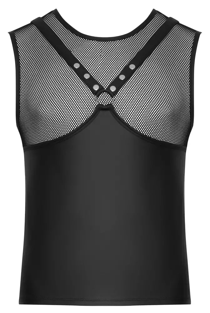 Svenjoyment „Harness“ stiliaus berankovė palaidinė, matinė juoda, tinklelis, S