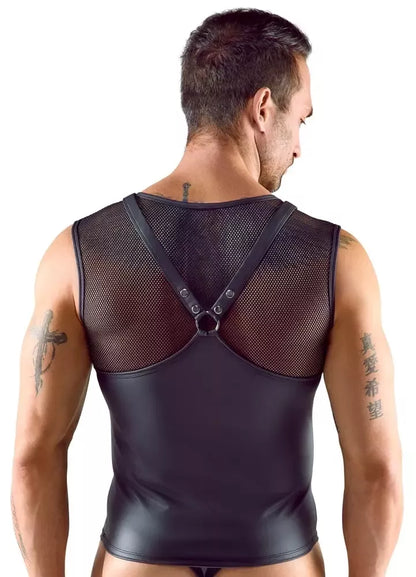 Svenjoyment „Harness“ stiliaus berankovė palaidinė, matinė juoda, tinklelis, S