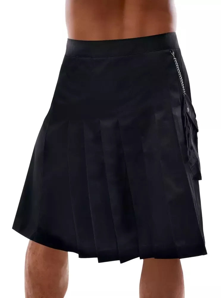 Svenjoyment Kilt Black XL – klasikinis klostuotas sijonas su nuimama kišene