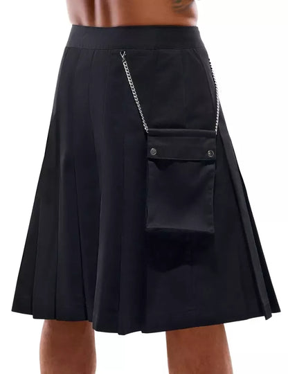 Svenjoyment Kilt Black XL – klasikinis klostuotas sijonas su nuimama kišene