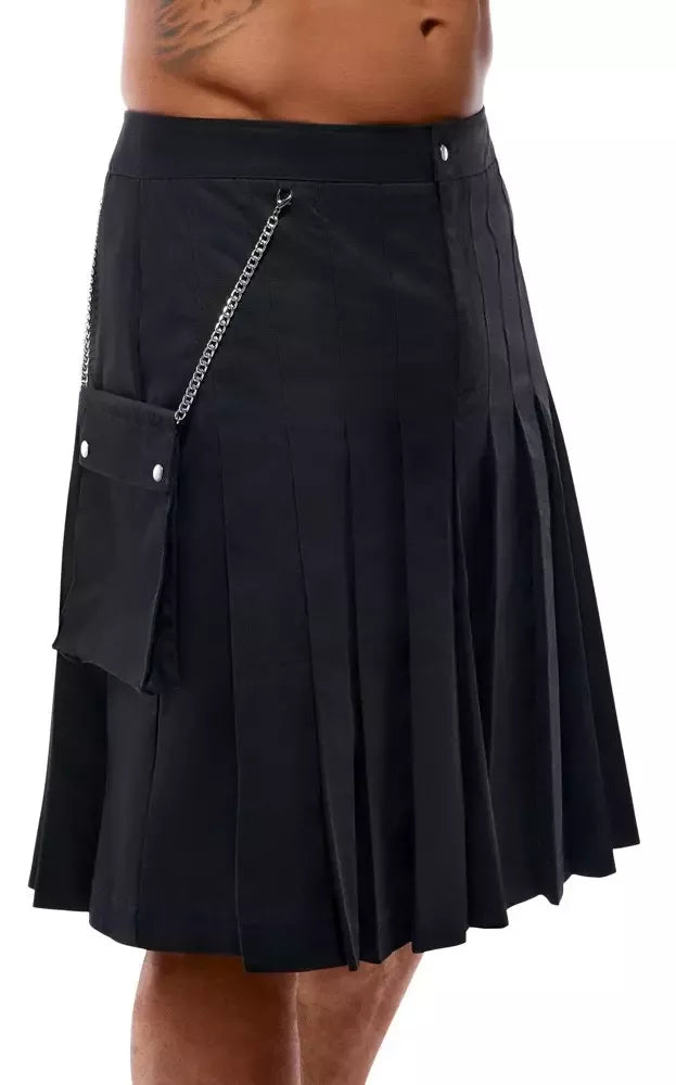 Svenjoyment Kilt Black XL – klasikinis klostuotas sijonas su nuimama kišene