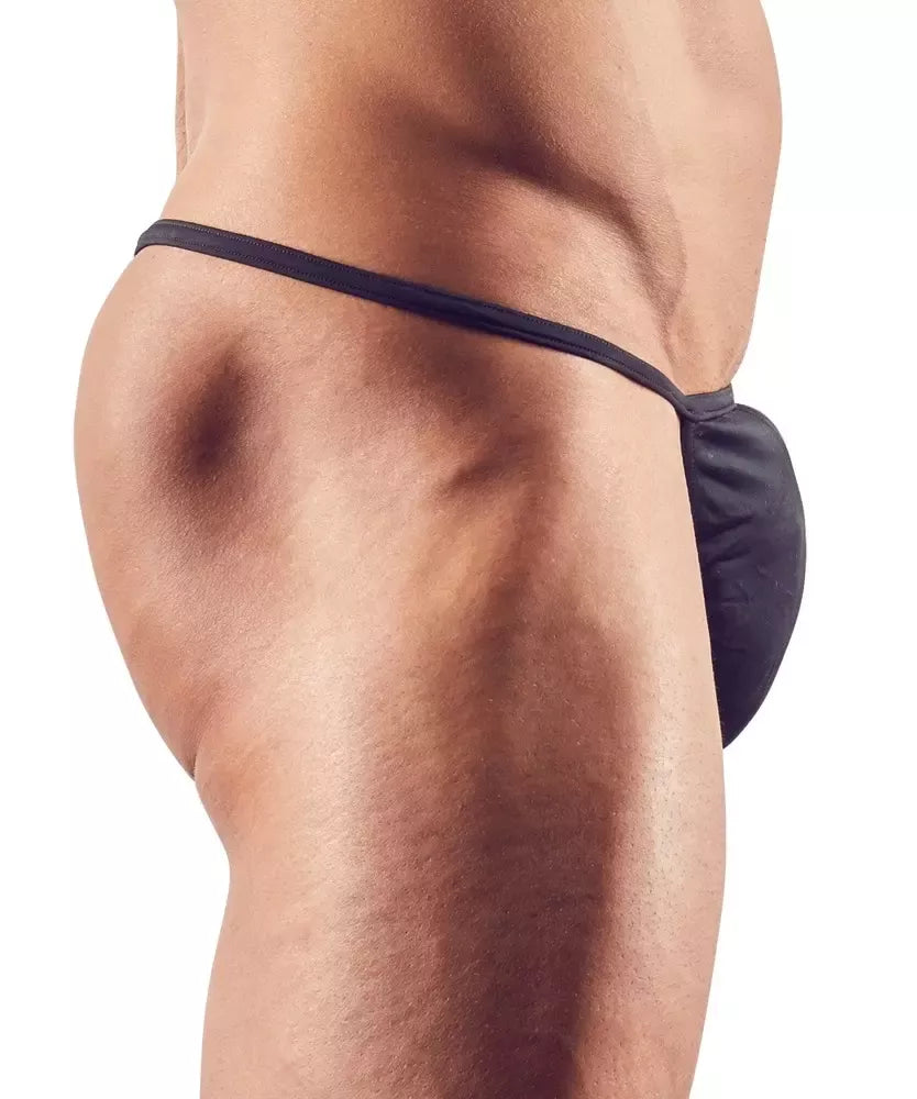 Svenjoyment Mini String XL vyriškos kelnaitės, spindinčios juodos spalvos, tamprus audinys