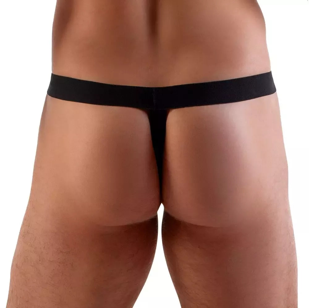Svenjoyment Thong L/XL blizgus raudonas vinilas su juodu apvadu ir iškilumo funkcija