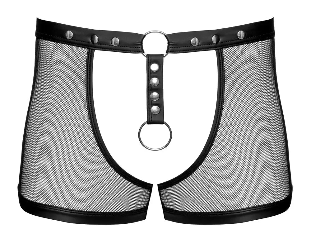 Svenjoyment vyriškas „Jock“ stiliaus apatinis trikotažas, 3XL dydis – permatomo tinklelio ir „wetlook“ efekto reguliuojamos kelnaitės