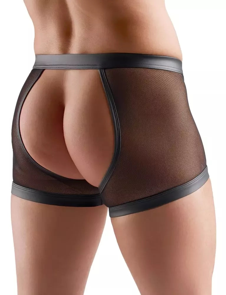 Svenjoyment vyriškas „Jock“ stiliaus apatinis trikotažas, 3XL dydis – permatomo tinklelio ir „wetlook“ efekto reguliuojamos kelnaitės