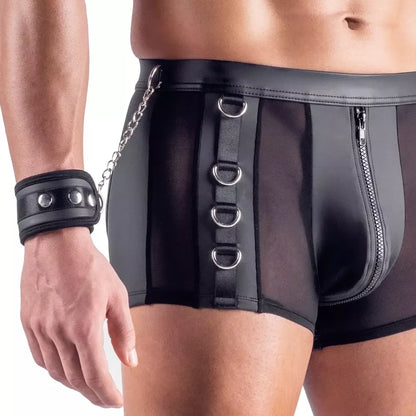 Svenjoyment vyriškos atvarto stiliaus kelnės (Bondage) su antrankiais, 2XL, juodos