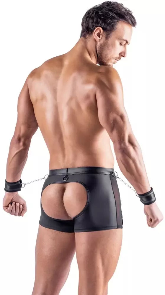 Svenjoyment vyriškos atvarto stiliaus kelnės (Bondage) su antrankiais, 2XL, juodos