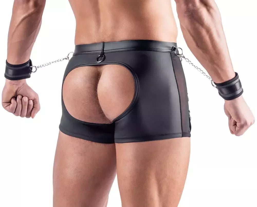 Svenjoyment vyriškos atvarto stiliaus kelnės (Bondage) su antrankiais, 2XL, juodos