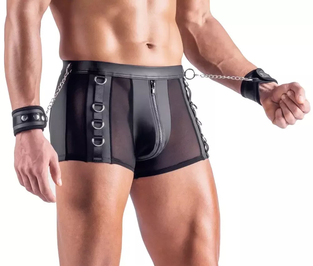 Svenjoyment vyriškos atvarto stiliaus kelnės (Bondage) su antrankiais, 2XL, juodos
