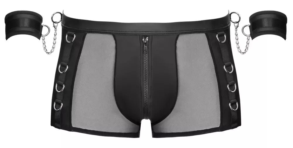 Svenjoyment vyriškos atvarto stiliaus kelnės (Bondage) su antrankiais, 2XL, juodos