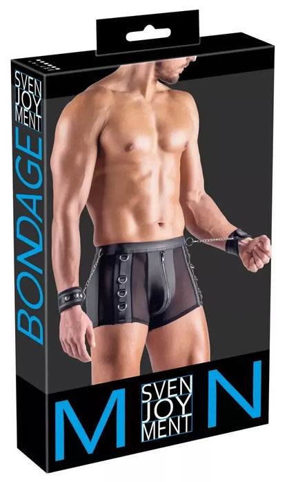 Svenjoyment vyriškos atvarto stiliaus kelnės (Bondage) su antrankiais, 2XL, juodos