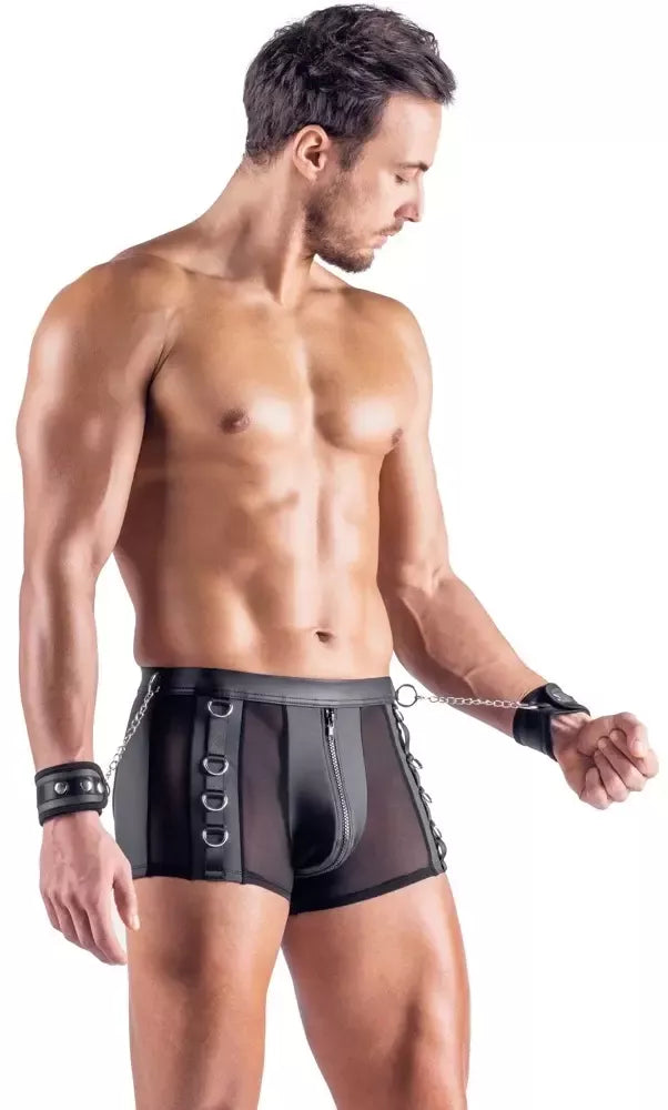Svenjoyment vyriškos atvarto stiliaus kelnės (Bondage) su antrankiais, 2XL, juodos