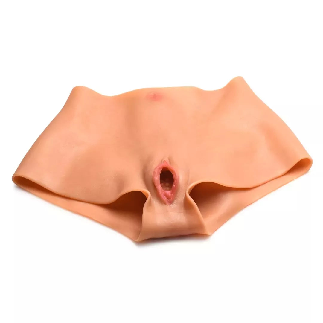 XR Brands Pussy Panties Silicone L – intymus apatinis trikotažas su dvejomis angomis