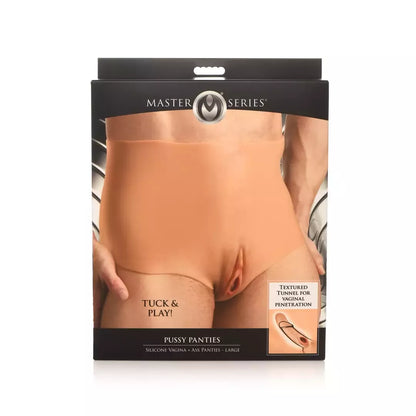 XR Brands Pussy Panties Silicone L – intymus apatinis trikotažas su dvejomis angomis
