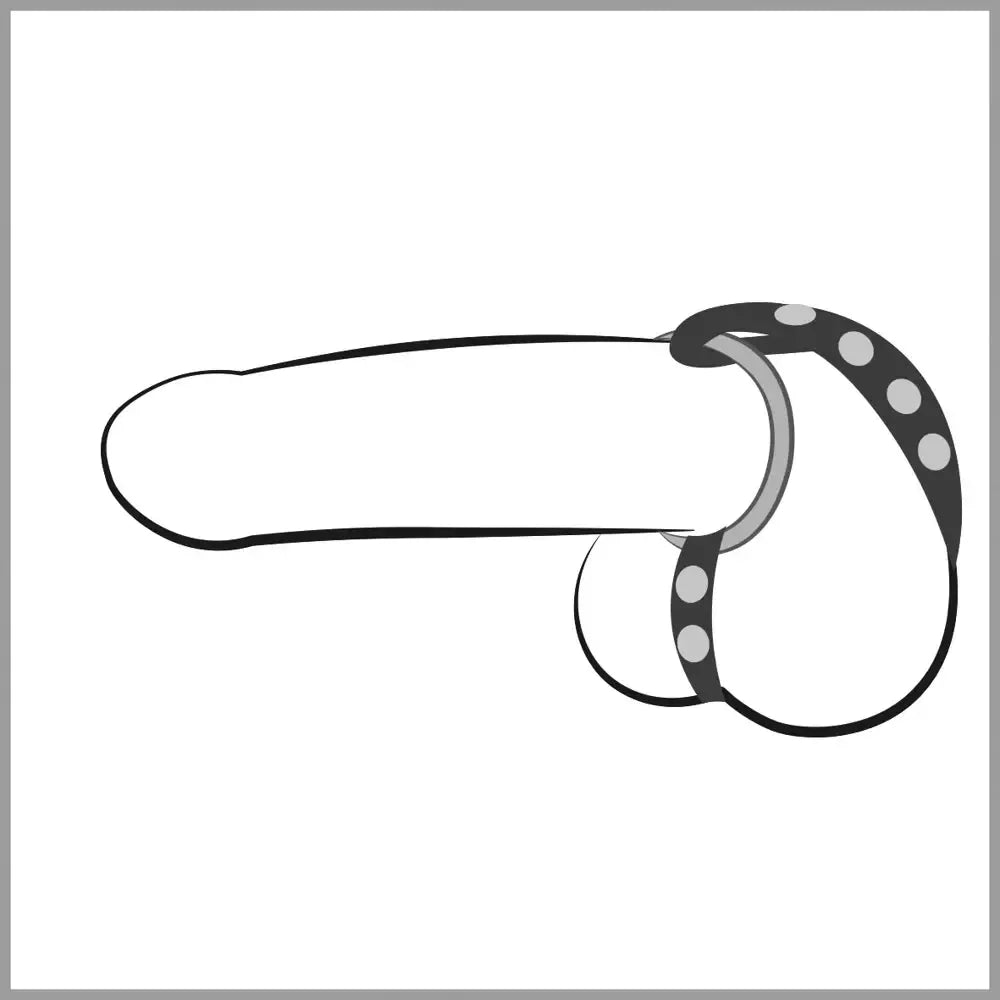 You2Toys reguliuojama juoda dirželių sistema su 3 metaliniais žiedais 21cm