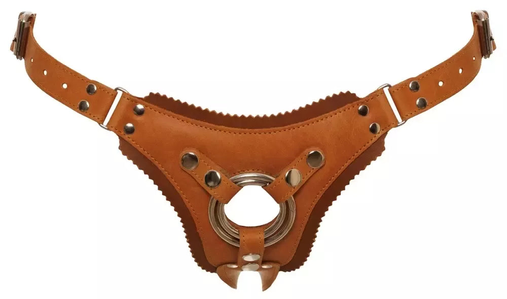 ZADO odiniai susegami diržai (strap-on) natūralaus atspalvio, dydis L/XL, su reguliuojamomis sagtimis